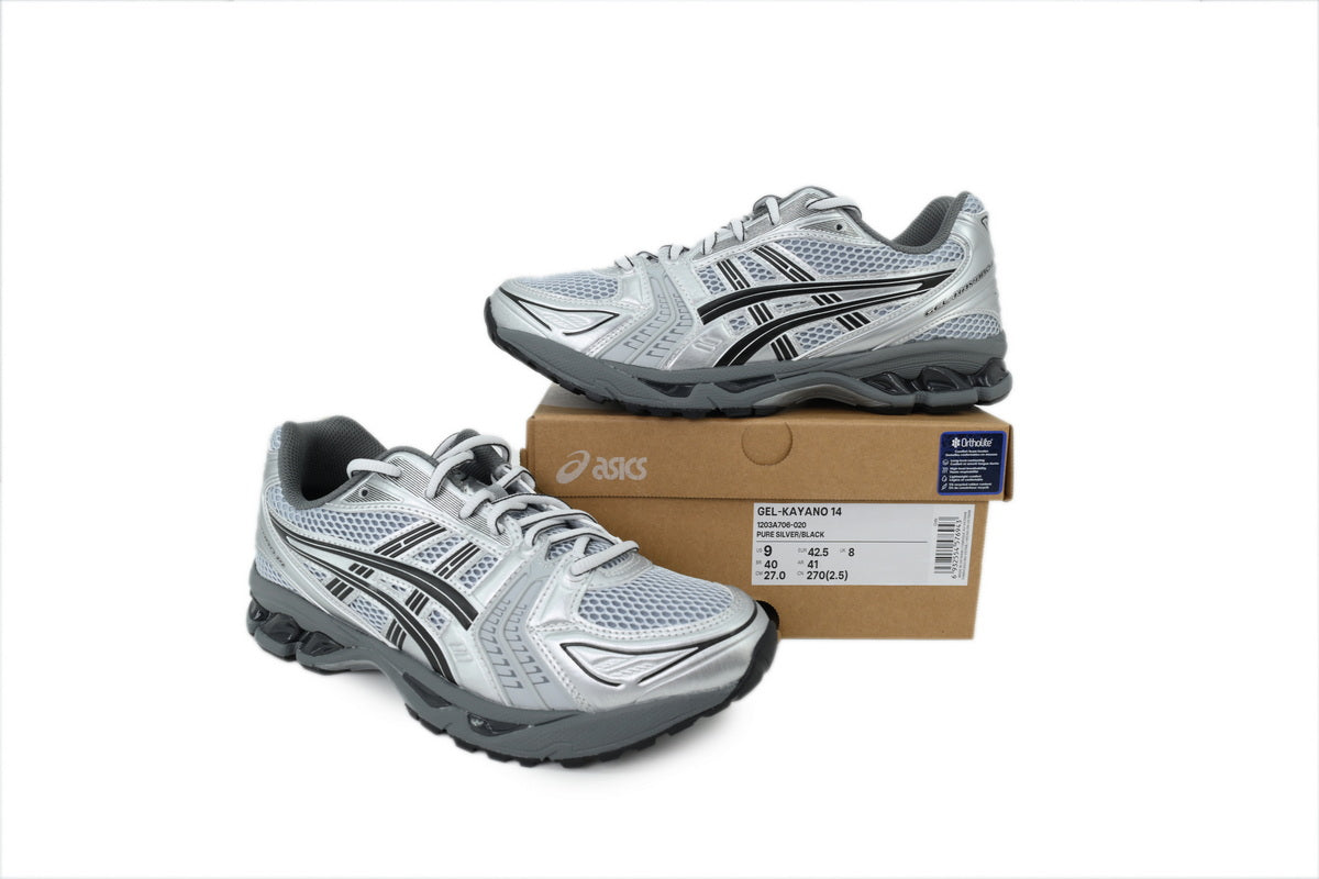 ASICS GEL-KAYANO 14 Unisex Retro Running Shoes PURE SILVER/BLACK