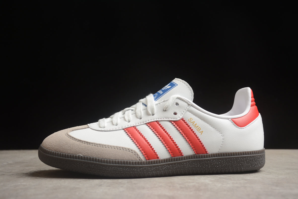 adidas  Samba OG Low Top Sneakers Leather Suede Retro Gum Sole Casual Shoes Unisex Cream White / Red