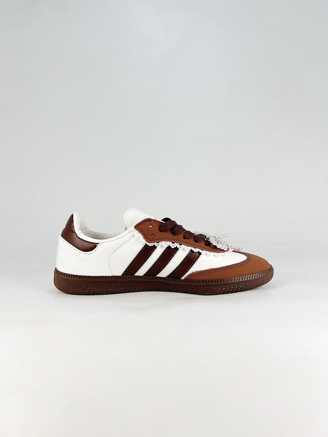 Adidas Samba White Brown Pearl Lace Sneakers Vintage Low Top Trainers Unisex