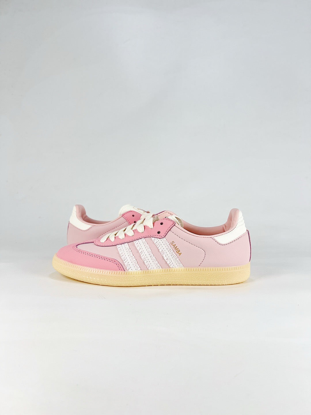 adidas Samba OG Pink Fringe Stripes Sneakers, Unisex Retro Casual Shoes