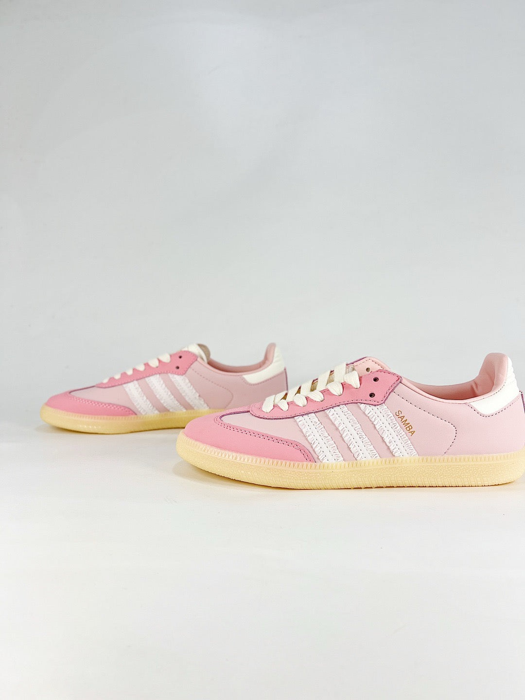 adidas Samba OG Pink Fringe Stripes Sneakers, Unisex Retro Casual Shoes