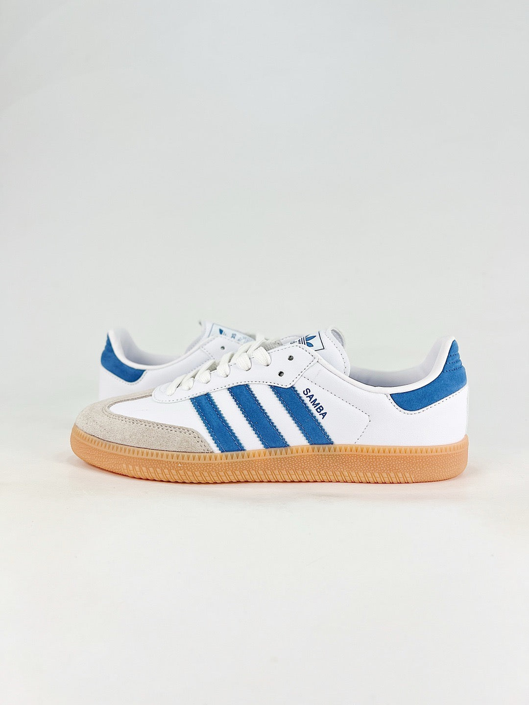 Adidas Samba Low Top Casual Sneakers Unisex White + Royal Blue