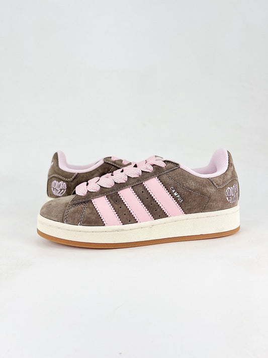 Adidas Campus 00s Retro Skate Shoes Dark Taupe Suede Pastel Pink 3-Stripes Unisex