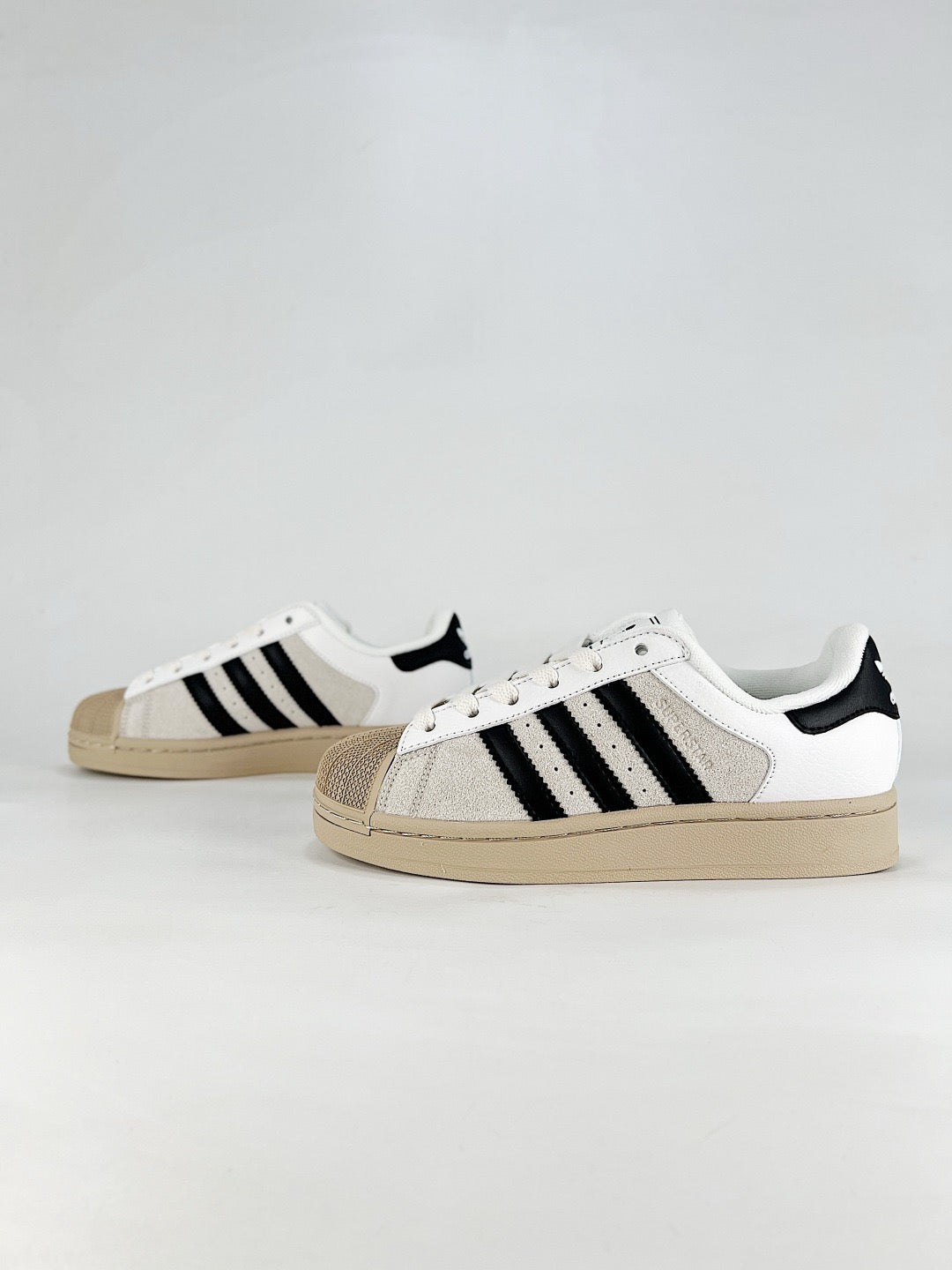 adidas Superstar Off White Suede Black Stripe Gum Sole Sneakers Unisex