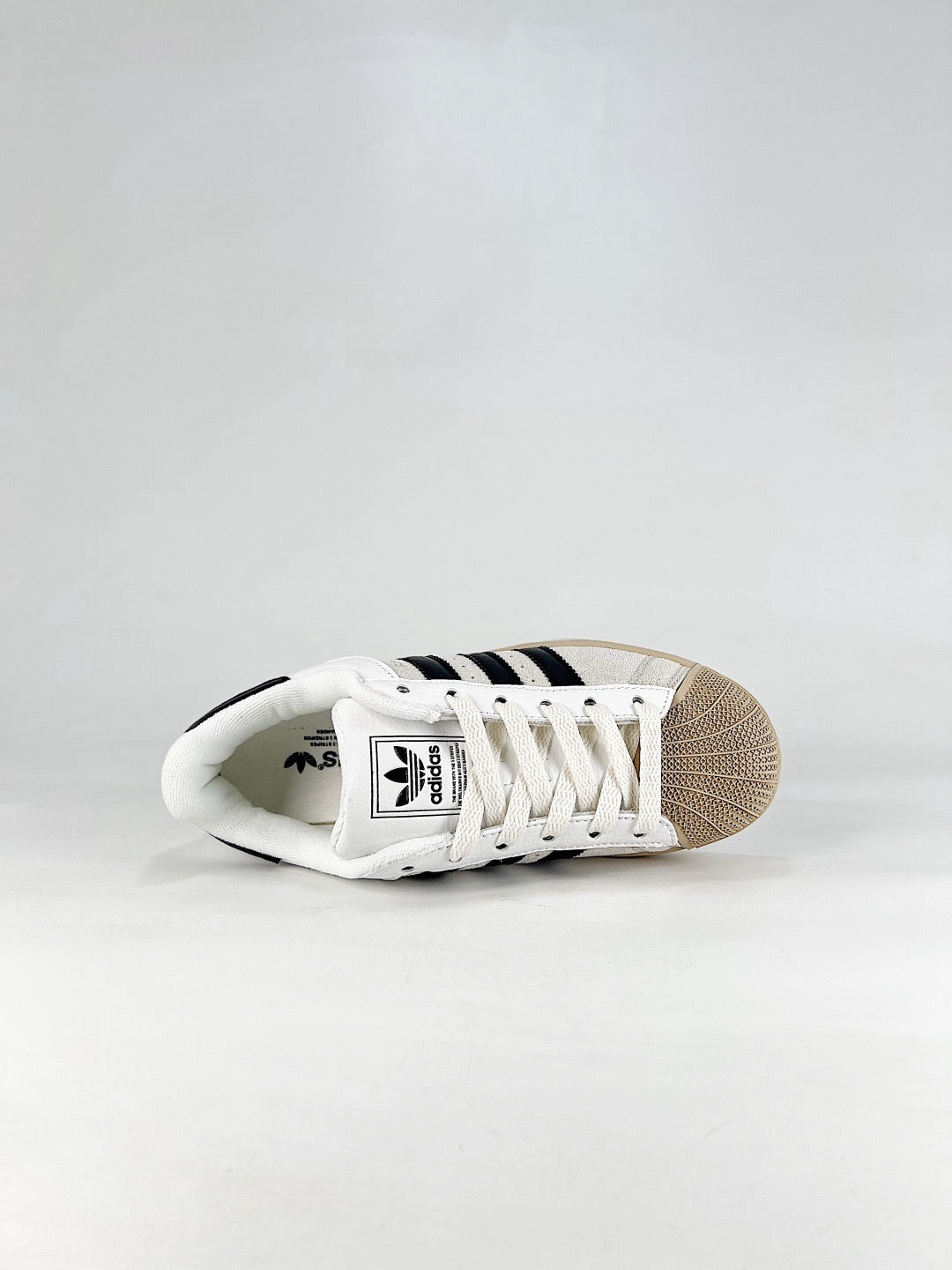 adidas Superstar Off White Suede Black Stripe Gum Sole Sneakers Unisex