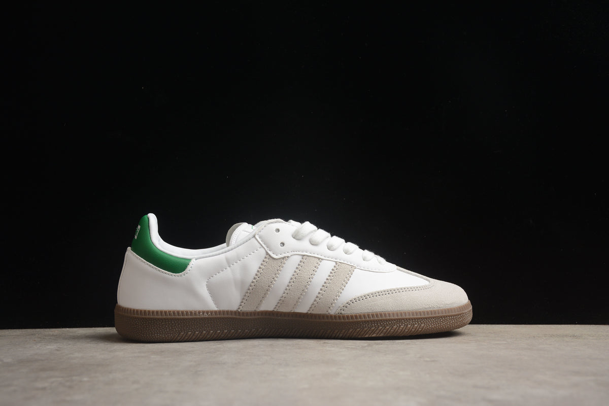 adidas Samba OG Low Top Sneakers Leather Suede Retro Gum Sole Casual Shoes Unisex White & Green