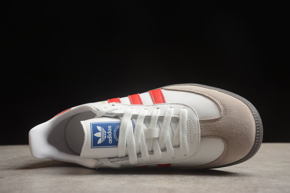 adidas  Samba OG Low Top Sneakers Leather Suede Retro Gum Sole Casual Shoes Unisex Cream White / Red