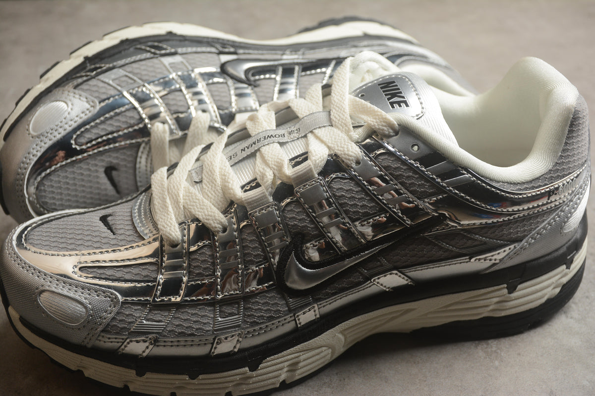 Nike P-6000 Sneakers Retro Metallic Silver Casual Running Shoes Unisex Metallic Silver / Sail