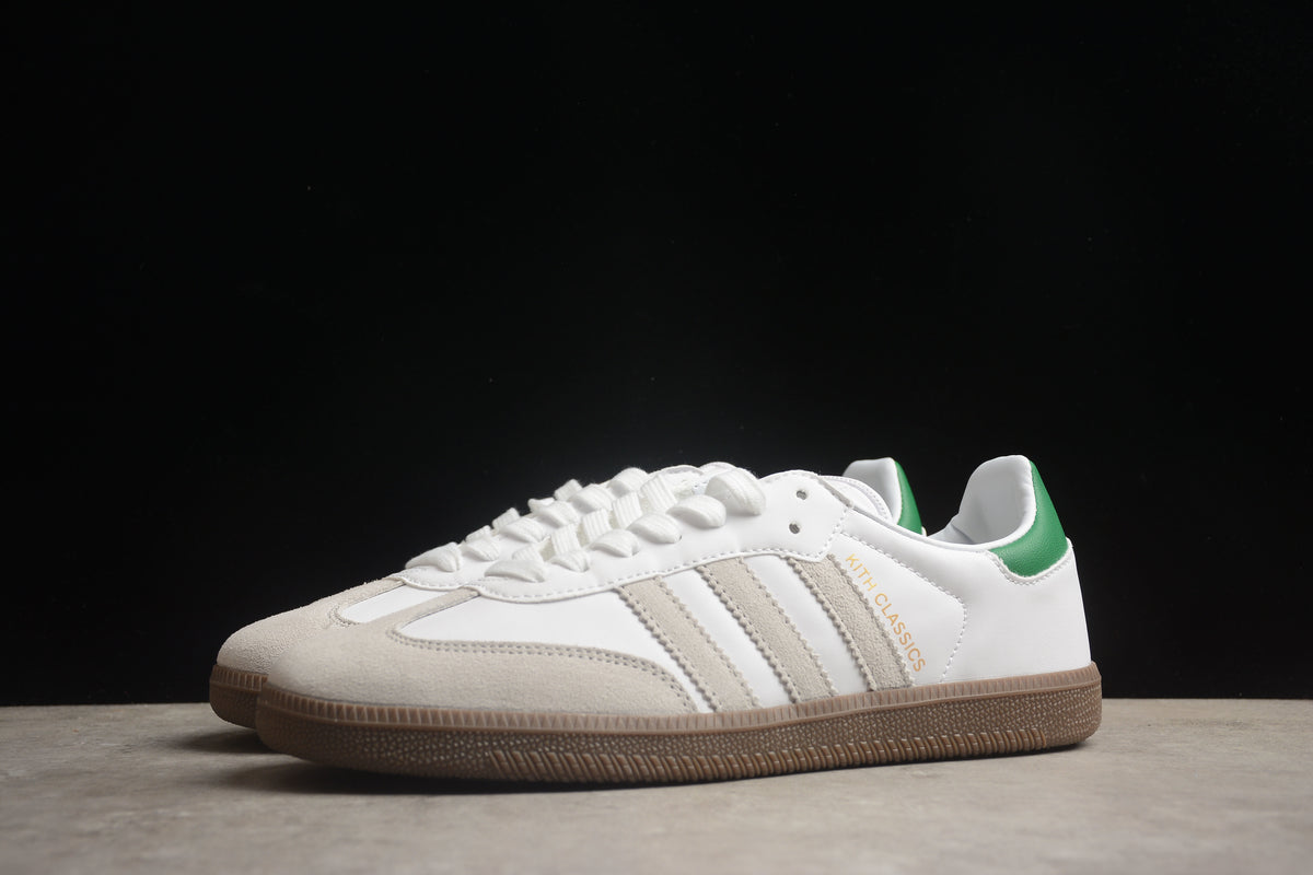 adidas Samba OG Low Top Sneakers Leather Suede Retro Gum Sole Casual Shoes Unisex White & Green
