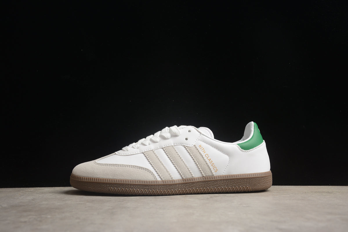 adidas Samba OG Low Top Sneakers Leather Suede Retro Gum Sole Casual Shoes Unisex White & Green