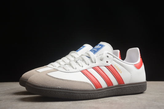 adidas  Samba OG Low Top Sneakers Leather Suede Retro Gum Sole Casual Shoes Unisex Cream White / Red